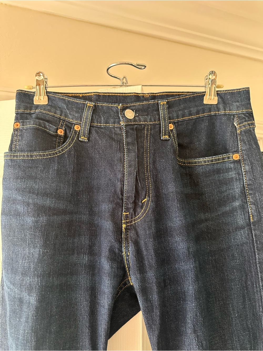 Levi’s 505 Regular Fit Jeans Men’s 31W” 32L” Dark Wash Straight Leg Denim. - Picture 2 of 5